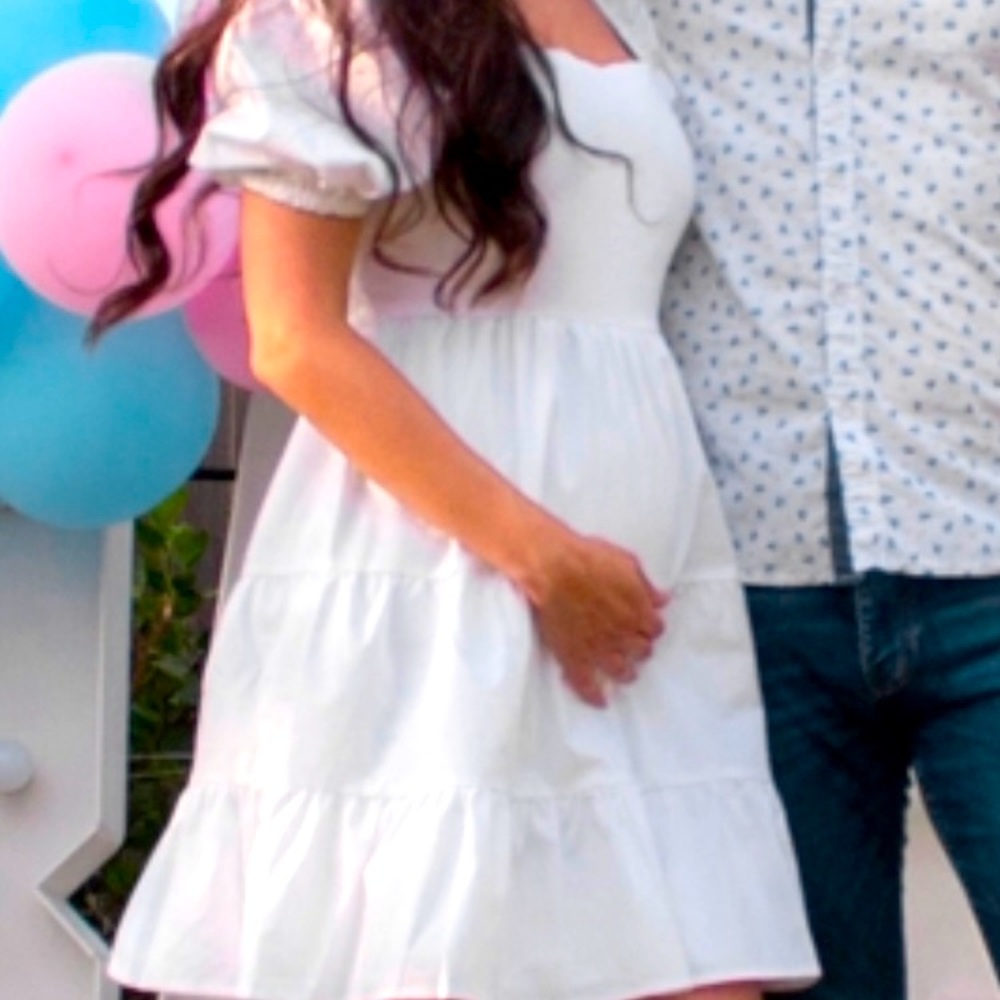 White Puff Sleeve Tiered Dress